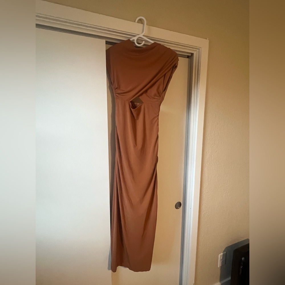 Zara burnt orange cutout midi dress